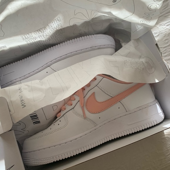 Nike Shoes | Nike Air Force One White And Pink Swoosh | Poshmark